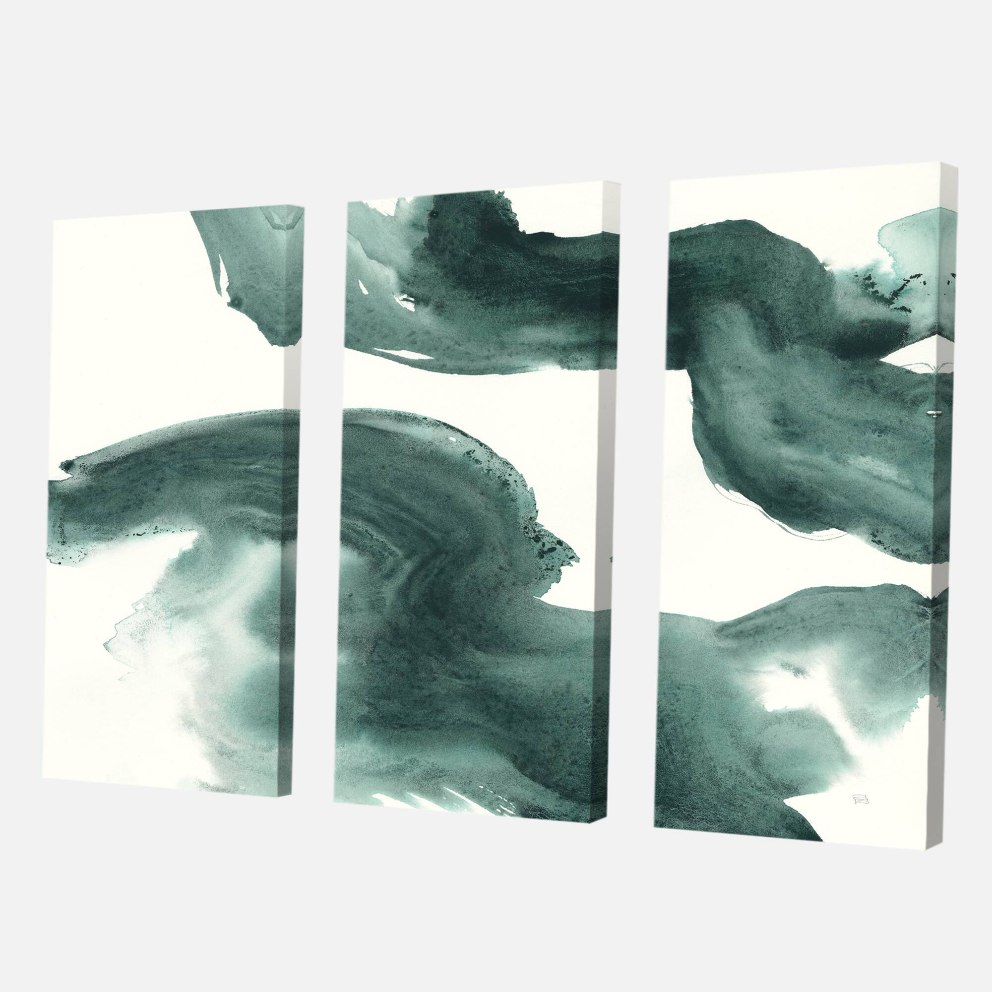 Designart - Gouache Green on Gray I - Modern & Transitional Premium Canvas Wall Art